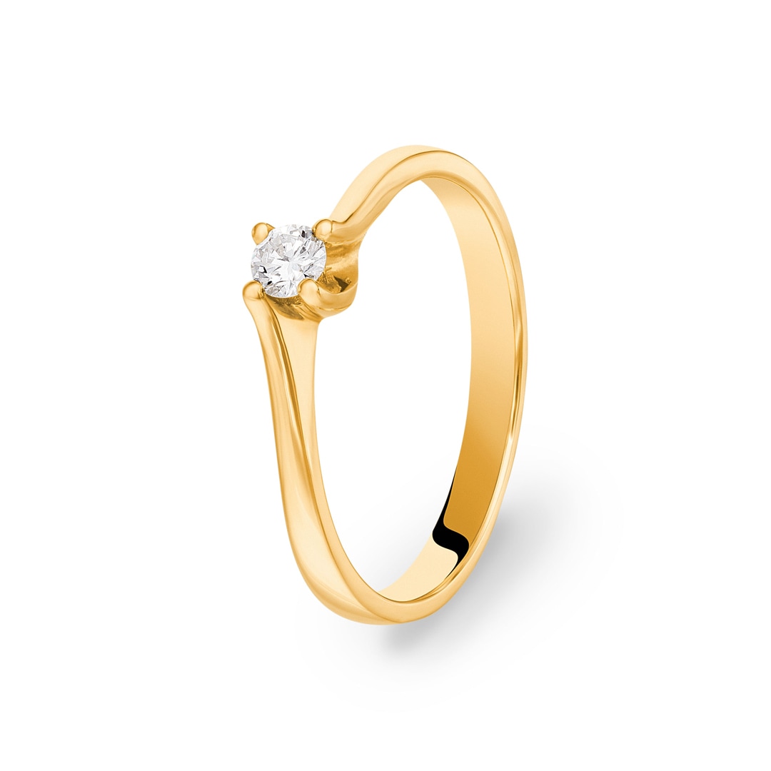 Solitärring 750 18 K Gelbgold mit Diamant 0 11 ct H Si Ø 52