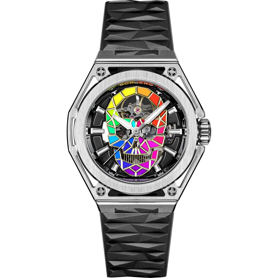 MEN TECHNO outlets ICE 14 of 0.15CT DIAMOND ON BEZEL Mechanical Automatic Skeleton Watch